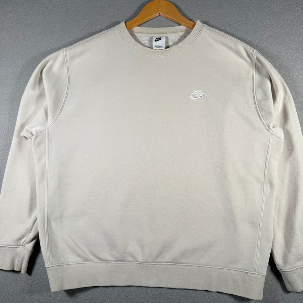 Nike Sportswear Club Fleece Crewneck Sweatshirt Beige BV2662-072 Mens Large